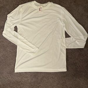 Sport-Tek Mens long sleeve crew neck T shirt white